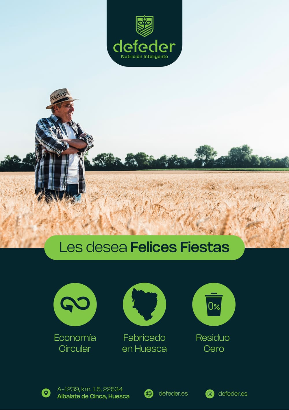 Flyer de felicitación navideña diseñado para Defeder (Albalate de Cinca)