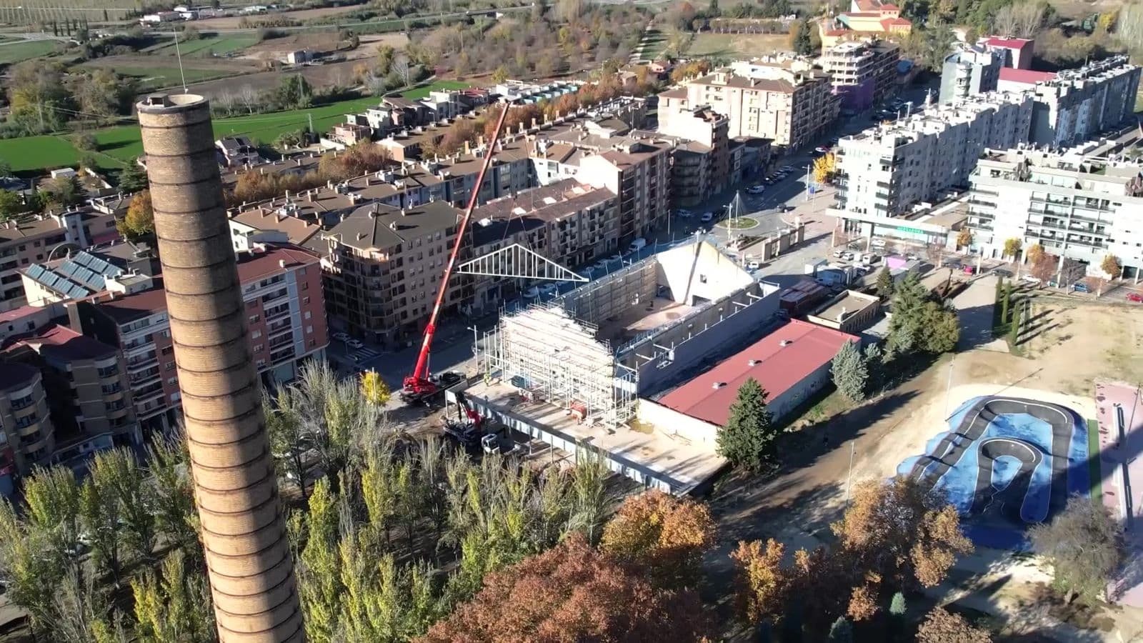 Vista aérea con dron de la Azucarera de Monzón