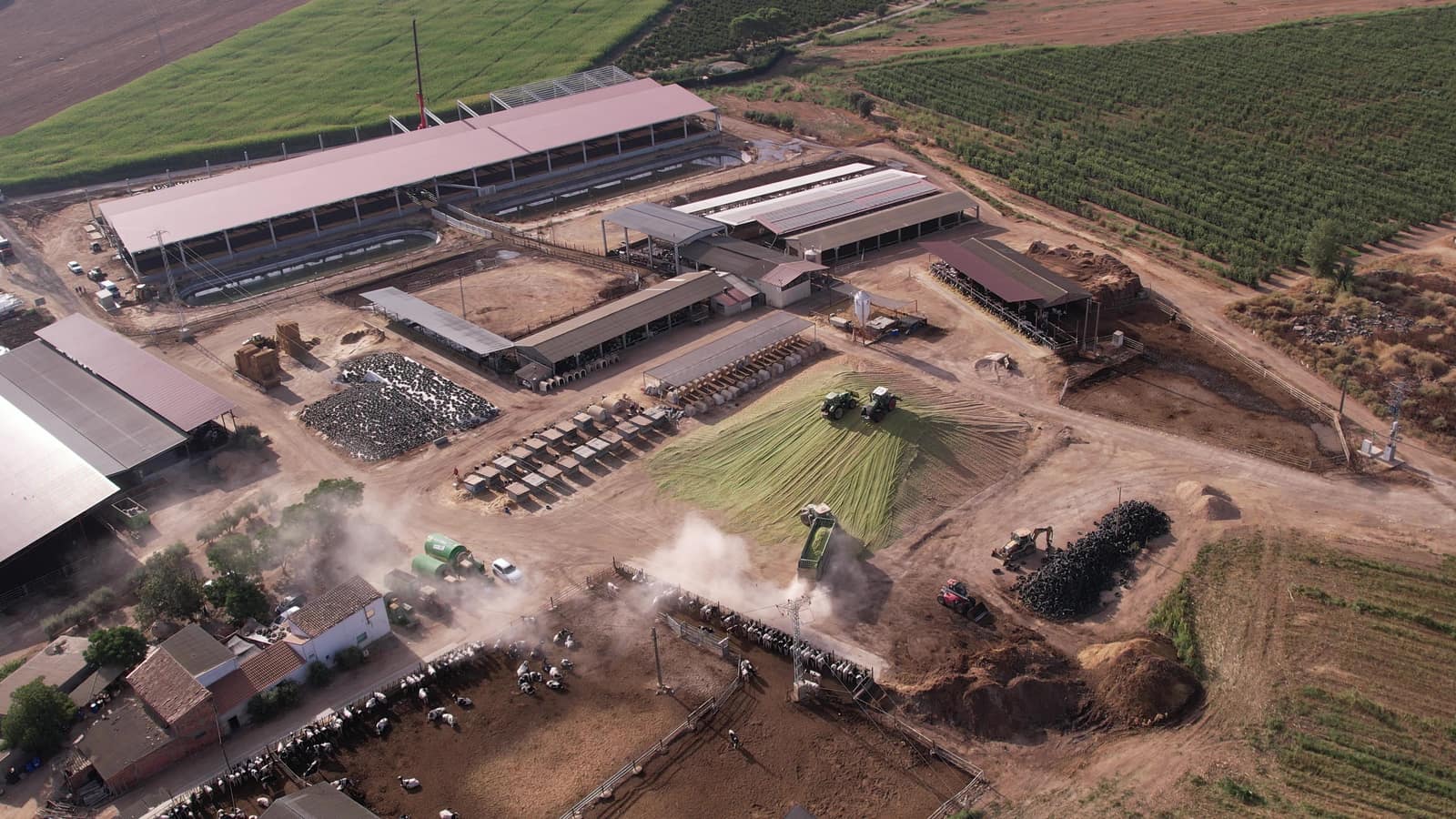 Vista aérea con dron de una explotación ganadera